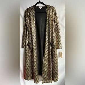 LuLaRoe Black and Gold Open Cardigan